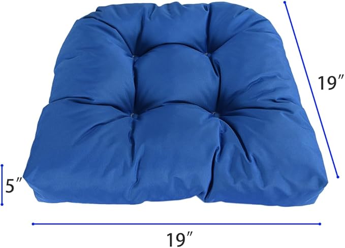 amberr Outdoor Chair Cushions Set of 2, Waterproof Outdoor Seat Cushions for Patio Furniture,Wicker Chair Cushions with Adjustable Straps (Pacific Blue, 19" x 19"x 5"（2 Pack)