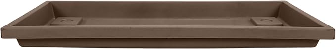 The HC Companies Venetian Rectangular Plant Tray - Lightweight Plastic Plant Saucer - Plant Drip Trays for Drainage -UV Resistant Pot Saucer for Indoor & Outdoor Use (17.5" Chocolate, Pack of 1)