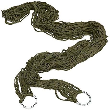 Easyinsmile Travel Hammock,Camping Hammock, Outdoor Sport Hammock Army Green Net Mesh Nylon Sleeping Bed with Hooks for Garden Beach Camping Hunting Hiking Traveling (Green)