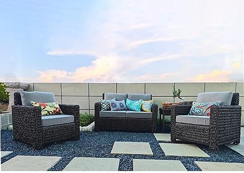 JMGBird Large Outdoor Chair Cushion Set - 22"x22" Tufted Seat & Back Cushions, Grey for Deep Seat Patio Furniture