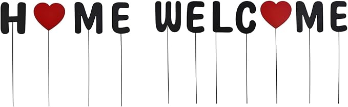 Metal Welcome Letter Yard Sign Garden Decor, Welcome Home Letter Word Yard Art Stake Metal Plant Pick Letter Stick for Plant Pot Flower Bed Indoor Outdoor Patio Lawn Spring Decor (Welcome home)