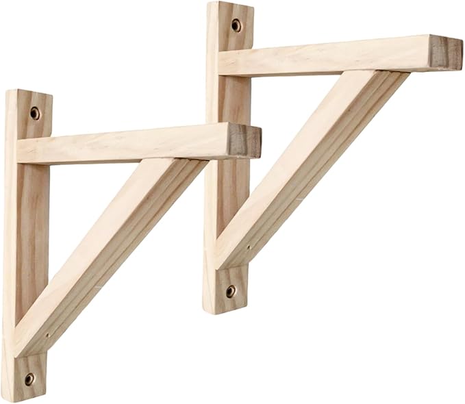 Antrader Wood Shelf Bracket, 2Pcs Wall Mount Triangle Floating Shelf Supports for Hanging Sconce Pendant Lamp,Planters,Wind Chimes, Include Mounting Screws(9"x7",Natural)