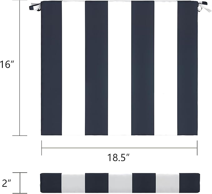 LVTXIII Outdoor Chair Cushions 18.5"x16"x2" Pack of 4, Water-Repellent Square Corner Memory Foam Seat Cushions with Ties for Garden Patio Furniture, Cabana Navy