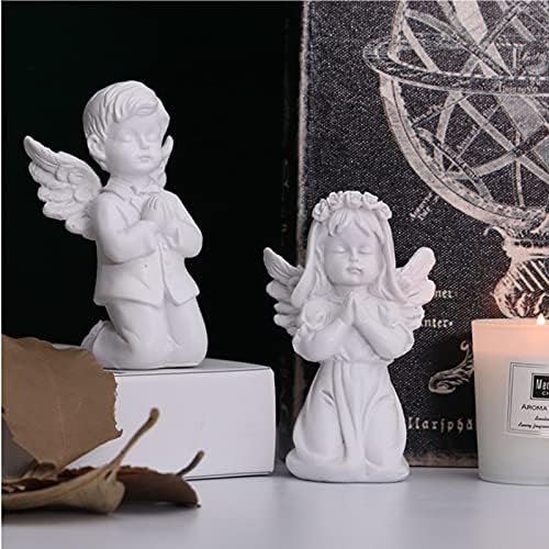 Asng Cherubs Angels Resin Garden Statue Figurine, Adorable Angel Sculpture Memorial Statue, Indoor Outdoor Home Garden Decoration (Boy and Girl)