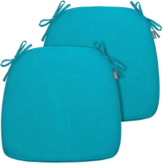 Magpie Fabrics Outdoor/Indoor 17"x16"x2" Chair Cushions with Ties Set of 2, Waterproof All Weather U-Shape Seat Pads Decoration for Patio Garden Furniture Home Office (Teal)