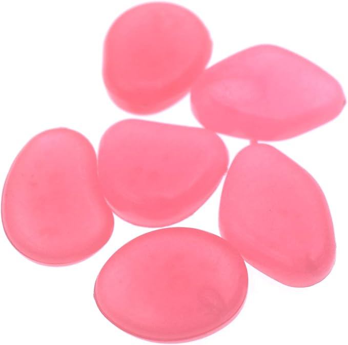 QTTLLI 20Pcs 4.5CM Large Glow Pebbles Glow in The Dark Decorative Stones Rocks for Garden Path Walkway Yard Fish Tank, Watermelon Red