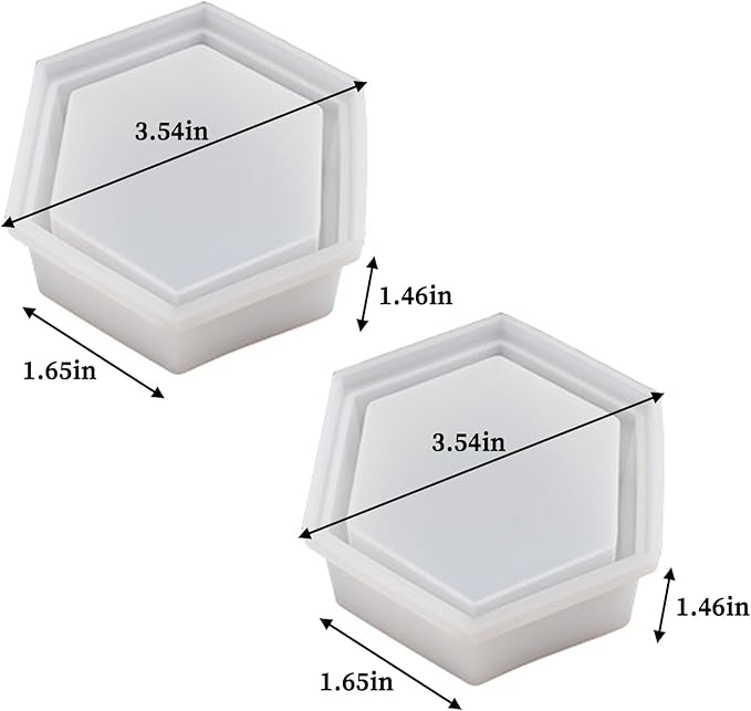 Wehous 2PCS Hexagon Candle Jar Silicone Molds, Geometric Container Plant Pot Silicone Molds for Resin Concrete, Epoxy Resin Casting Storage Box Molds for Jewelry Holder Trinket Tray Art Craft Decor