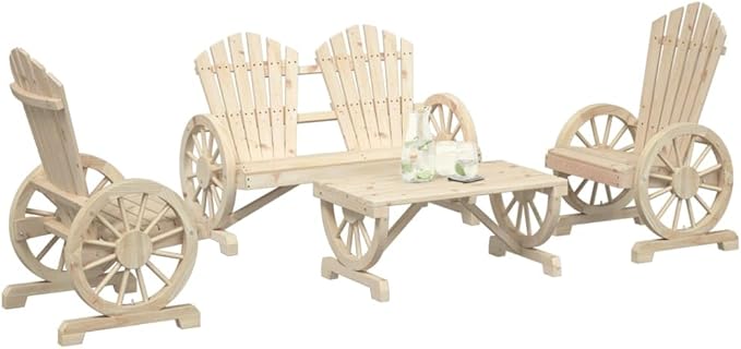 SKM 4 Piece Garden Lounge Set Solid Wood Fir (Weight-73KG)-7125