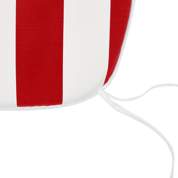 SleepMan Outdoor 17"x16" Chair Cushions with Ties Set of 4, Water Resistant All Weather U-Shape Seat Pads for Patio Garden Furniture Indoor Fade Resistant Patio Cushions (Red Stripe)
