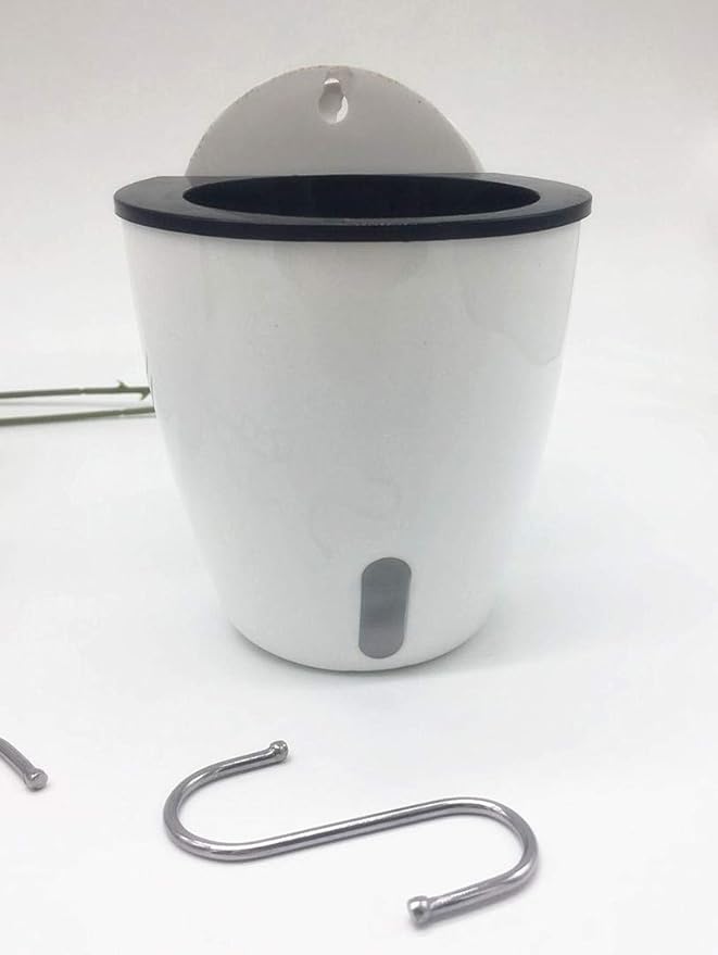 Visible Water Level Self Watering Planter,Hanging Planters,Wall Mounted Plants Holder,Small Flower pots Indoor Out Flowerpot with 3 Hooks Plastic Pots for Plants 3 Pack (White, 5.5inch)