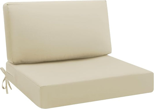 idee-home Outdoor Cushions for Patio Furniture, Outdoor Seat Cushion, Waterproof Hampton Bay Deep Seat Replacement Couch Chair Cushions for Garden Lawn Backyard Deck, 28.5 x 28.5 Beige