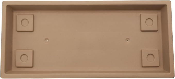 The HC Companies Venetian Rectangular Plant Tray - 17.5" Saucer for 18" Planter Pot, Plastic Drip Tray for Drainage - Indoor & Outdoor Use, Sandstone