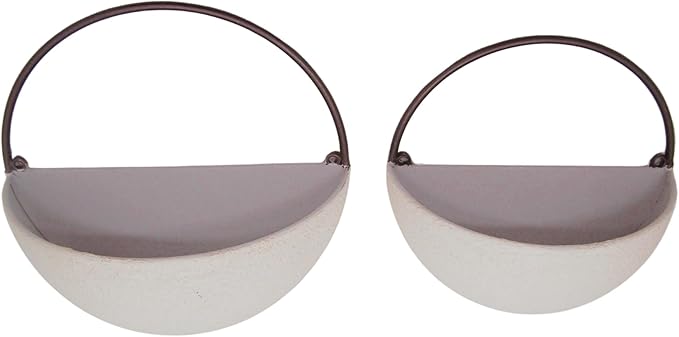 Wowser White Semi-Circle Wall Planters, Hanging Garden Decor, Set of 2 Assorted Sizes