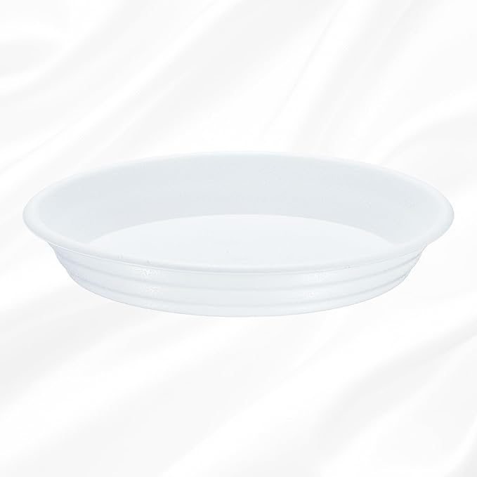 HARFINGTON Plastic Plant Saucer 5.2" Round Drip Trays Flower Pot Saucers Flower Base Bottom Drainage Tray for Indoors Outdoors Planters, Pearl White
