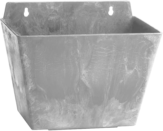 Root & Vessel Self Watering Wall Planters for Indoor or Outdoor Plants, Unique Marbled Wall Pot, Made of Eco-Friendly Blend of Stone and Plastic, Gray, 8.5"
