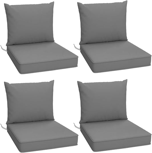 Outdoor Chair Cushions Set of 4, 22 x 22 Inch Patio Chair Cushions with Splash-Proof Covers, Outdoor Cushions for Patio Furniture, Grey