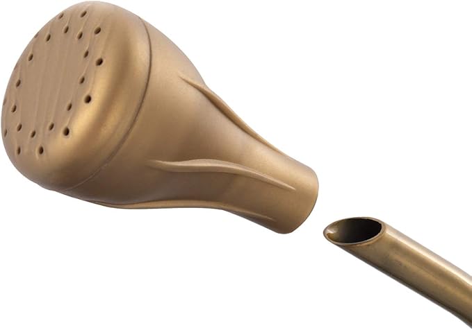 Yowo 1/2 Gallon 68oz Long Spout Stainless Steel Gold Colored Watering Can for Indoor Plant Watering or Outdoor Gardening with 2 Removable Spray Spout for Flowers, Medium