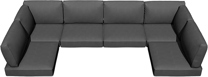 Patio Cushions for Outdoor Furniture,Water-Resistant Outdoor Cushions for 6 Seat Outdoor Sectinal,25.3"×25.3" Deep Seat Sofa Cushions, 14-Piece Outdoor Couch Cushions,Grey