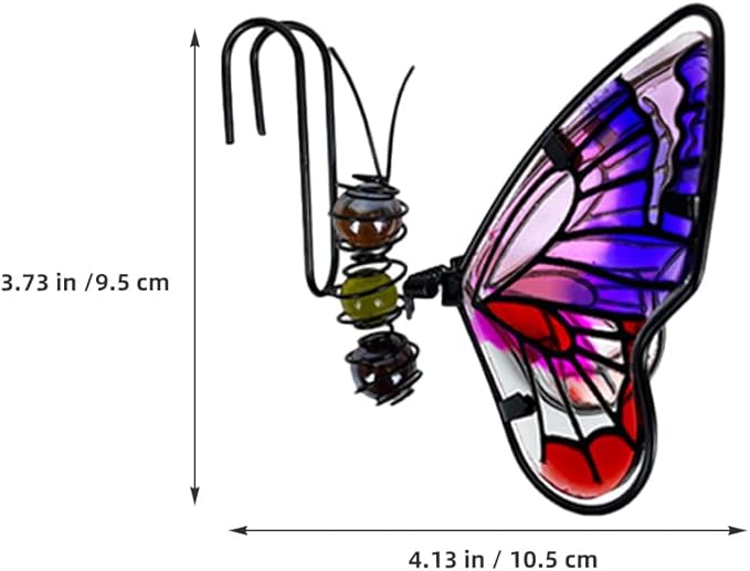 BESPORTBLE 3Pcs Butterfly Decorations for Plant Pot - Iron and Glass Hanging Butterfly Ornaments, Flower Pots Bonsai Hangers Figurines, Outdoor Garden Pendant Decor