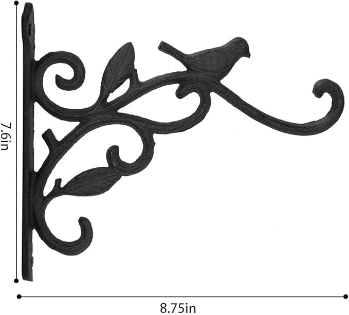 DEWEL Iron Hanging Plant Hook Rust Resistant Wall Decorative Bracket，Hanging Basket Hanger Hook for Flower Pots Bird Feeder Wall Hanging Hook for Outdoor Lantern Planters Wind Chimes Home Décor