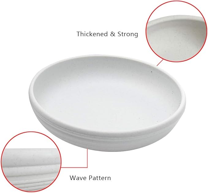 SAROSORA Round Plastic Plant Saucer Drip Tray Set of 6 for Indoor Outdoor Home Garden Flower Plant Container Flower Pot Pallets ((5.8''+7"+8'') x2, White-Grey)