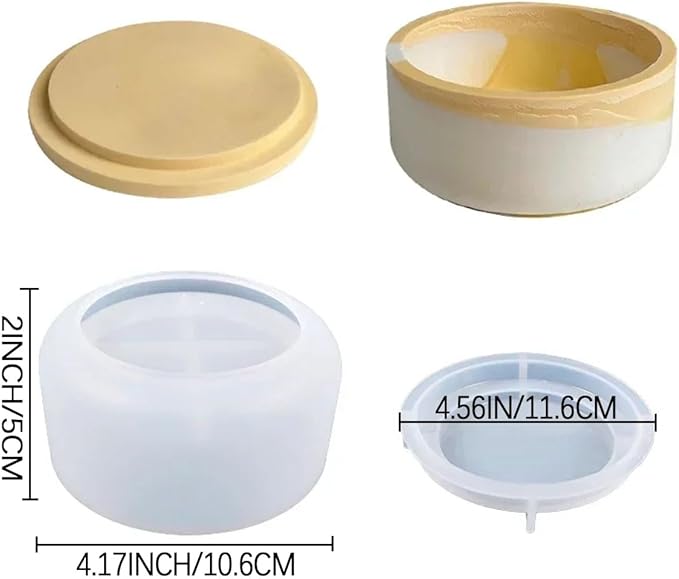 2 PCS Large Jar Resin Molds Box with Lid Silicone Creative Pot Molds for Epoxy Jewelry Trinket Candle Holder Organizer Mold Plant Mold DIY Resin Concrete Crafts Home Decor