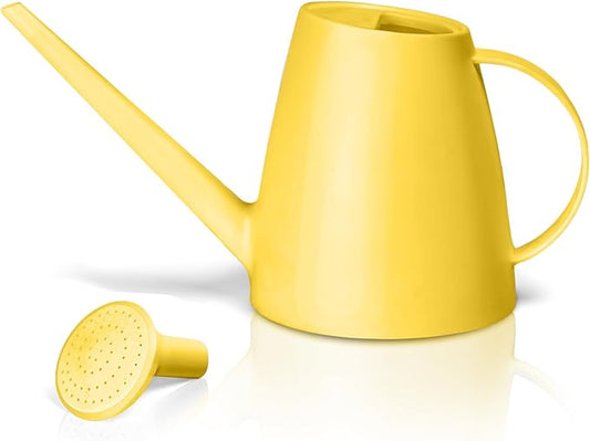 Plastic Watering Can - for Indoor and Outdoor House Plant Garden - with Long Spout - 1/2 Gallon - Yellow