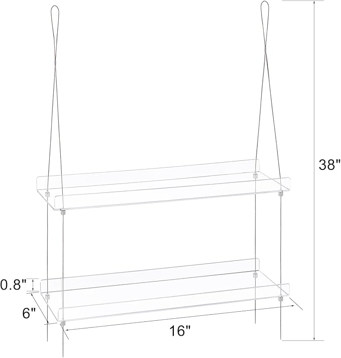 Sumerflos 2-Tier Acrylic Window Boxes Plant Shelves for Window of Kitchen, Bedroom, Living Room, 16 Inch Wall Flower Double Hanger Boxes Adjustable Hanging Shelves for Indoor Plants, Succulents