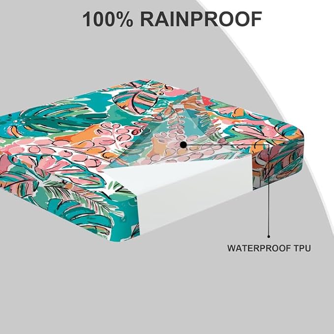 All Smiles Outdoor Chair Cushions for Patio Furniture Set of 24X24 Inch Deep Seat Waterproof Resistant Replacement Cushions with Removable Cover for Seat Yard Garden Deck，Pink and Teal
