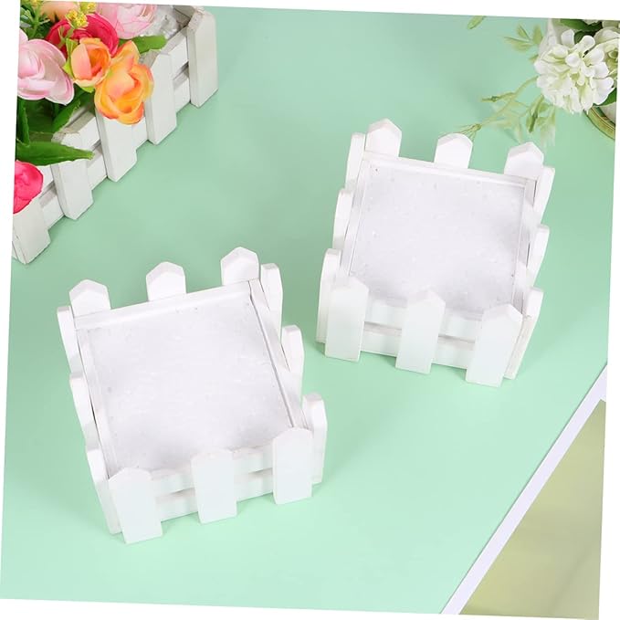EXCEART 3Pcs Small Bamboo Wooden Flower Pots with Artificial Succulent Plants and Moss Fake Flowers Vase for Home Garden Tabletop Decor