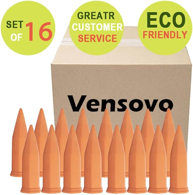 vensovo Terracotta Self Watering Spikes - 16 Pcs Potted Plant Watering Devices Vacation Self-Watering Stakes for Outdoor, Indoor Plants, Wine Bottle