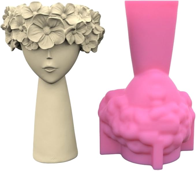 Girl Flower Pots Mold Epoxy Resin Molds Pen Holder Candle Holder Cement Planter Silicone Mould Home Decorations