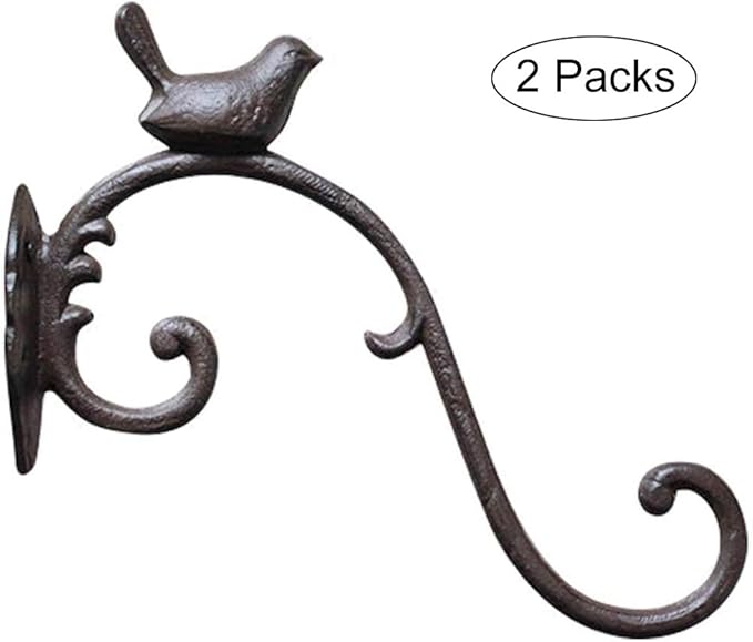 2packs Wall Metal Plant Hangers - 10" Deep Hanging Plant Hook Brackets Cast Iron Plant Hanger Decoration for Flower Basket Bird Feeder Wind Chimes Planters