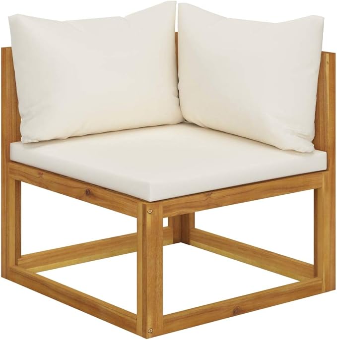 SKM 6 Piece Garden Lounge Set with Cushion Cream Solid Acacia Wood (Weight-136KG)