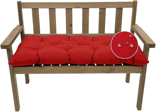 Outdoor Bench Cushion, Waterproof Swing Cushion Bench Seat Cushion, Swing Chair Replacement Seat Pads Cushion Pillow for Lounger Garden Furniture Patio Metal Wooden Bench (Red, 59x20in)