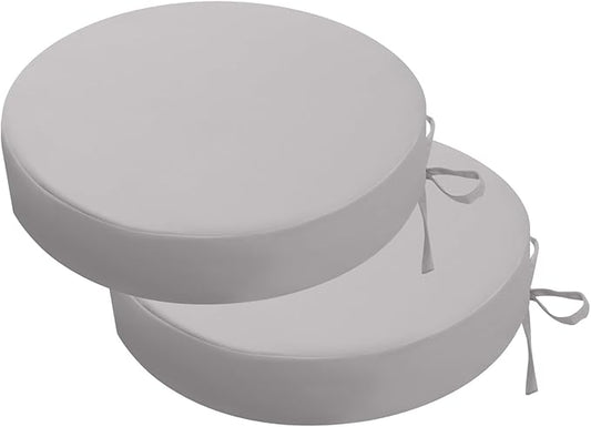idee-home Outdoor Bistro Chair Cushions, 15”x15”x 3” Thick Outdoor Round Seat Cushions Set of 2 with Ties, Waterproof Round Patio Furniture for Garden
