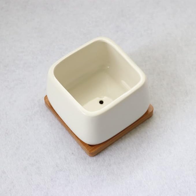 lasenersm 2 Pieces Bamboo Saucer 5 Inch Planter Pot Saucer Plant Tray Bamboo Plant Saucer Square Plant Pot Tray Flower Drip Tray Flower Pot Drainage Tray for Indoor and Outdoor Plants
