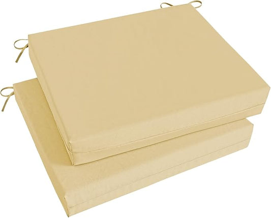 Basic Beyond Outdoor Chair Cushions Set of 2, Square Corner Outdoor Cushions for Patio Furniture, Water Resistant Patio Chair Cushions with 2 Ties, 18.5x16x3, Khaki