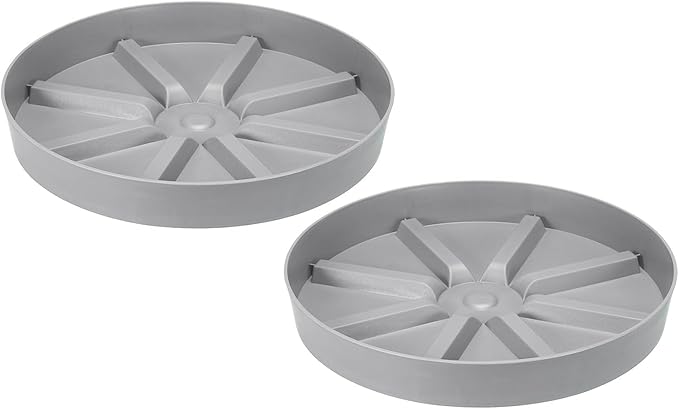 PATIKIL 11.8 Inch Plant Saucers Tray, 2Pcs Durable Plastic Round Flower Pot Drip Tray Thicker Anti-Rot Root for Indoors Outdoors Home Garden, Grey