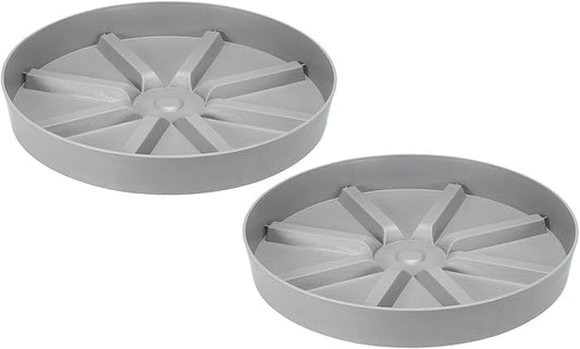 PATIKIL 11.8 Inch Plant Saucers Tray, 2Pcs Durable Plastic Round Flower Pot Drip Tray Thicker Anti-Rot Root for Indoors Outdoors Home Garden, Grey