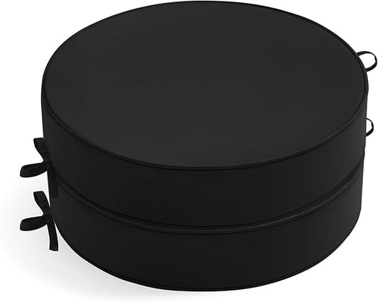 Outdoor Bistro Chair Cushions Set of 2, 15" D x 3" H Round Chair Cushions Waterproof and Fade Resistant Chair Cushion Pads with Non-Slip Ties and Removable Covers for Garden, Black