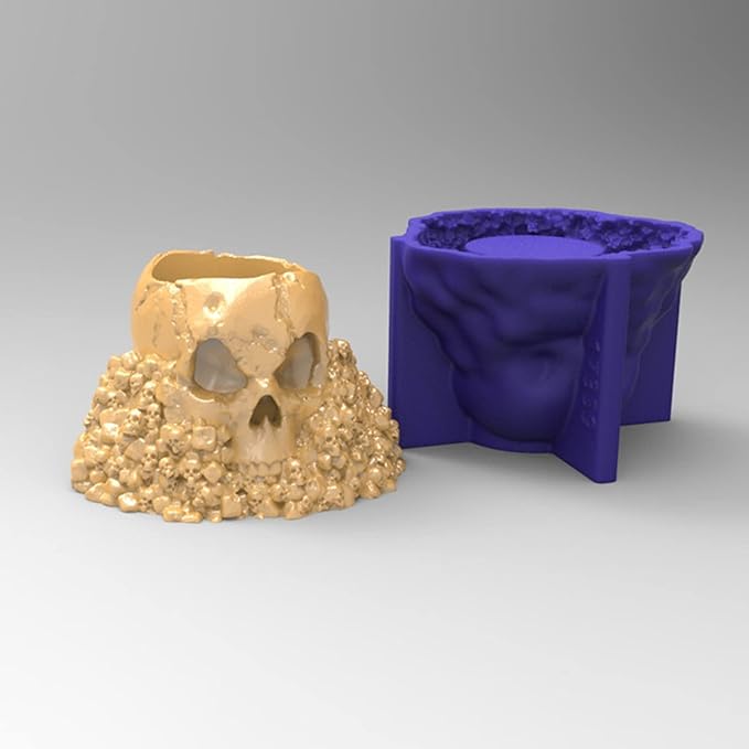 Skull Mountain Concrete Flower Pot Silicone Mold Succulent Planter Vase Cement Clay Mold Plaster Epoxy Resin Candle Pen Holder Mould Desktop Decoration