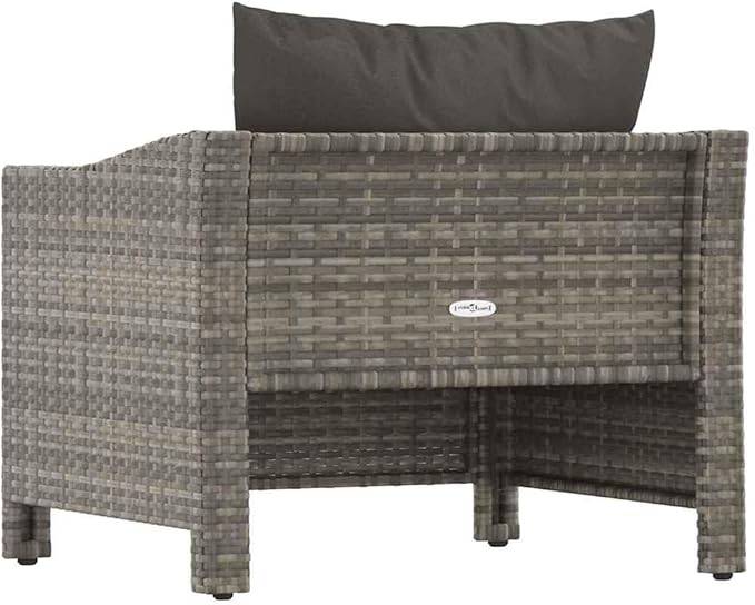 Garden Armchair Grey Poly Rattan Medium Lightweight Garden Seating Ensemble Outdoor Conversation Set Outdoor Patio Set for Deck Pond