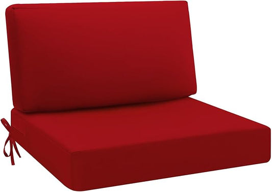 idee-home Outdoor Cushions for Patio Furniture, Outdoor Seat Cushion, Waterproof Hampton Bay Deep Seat Replacement Couch Chair Cushions for Garden Lawn Backyard Deck, 28.5 x 28.5 Red