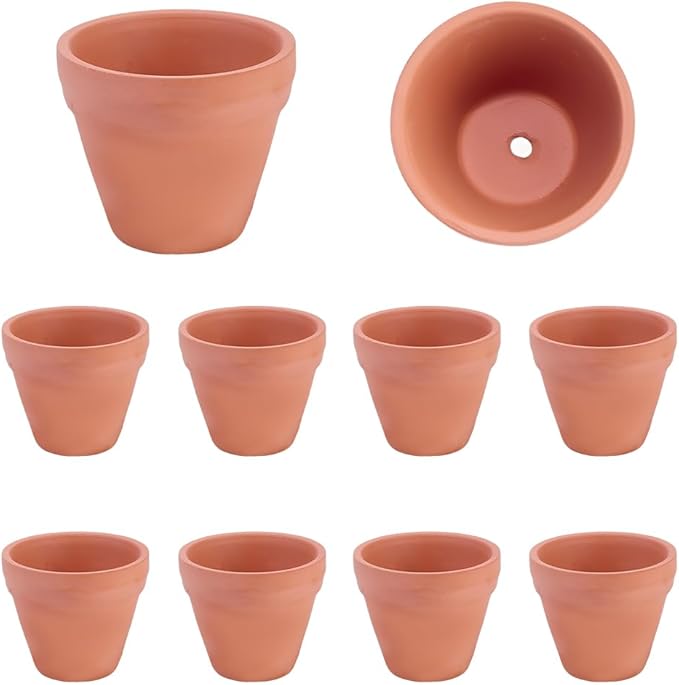 GORGECRAFT 10Pcs Small Terracotta Pots Bulk Ceramic Porcelain Pottery Plant Cactus Flower Mini Planter Pot with Drainage Hole for Succulent DIY Craft Wedding Favor Home Office Decor