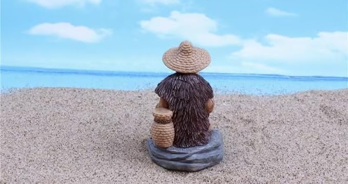 Mini Fisherman Figurines Resin Sitting Fishing Men, Garden Statue Ornament Fish Tank Micro Landscape Decor Garden Sculptures and Statues