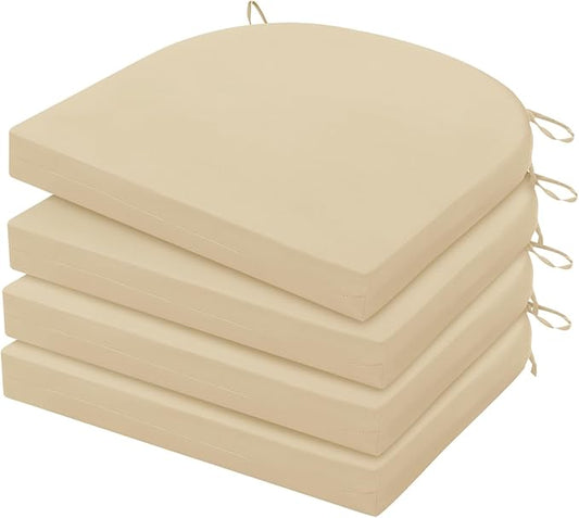 HARBOREST Outdoor Chair Cushions Set of 4, Water Resistant Patio Chair Cushions with Ties, Outdoor Seat Cushions for Patio Furniture, 17"x16"x2", Beige