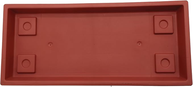 The HC Companies Venetian Rectangular Plant Tray - Lightweight Plastic Plant Saucer - Plant Drip Trays for Drainage - UV Resistant Pot Saucer for Indoor & Outdoor Use (29.5" Clay, Pack of 1)