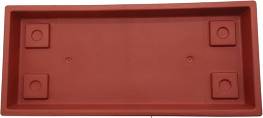 The HC Companies Venetian Rectangular Plant Tray - Lightweight Plastic Plant Saucer - Plant Drip Trays for Drainage -UV Resistant Pot Saucer for Indoor & Outdoor Use (23.5" Clay, Pack of 1)