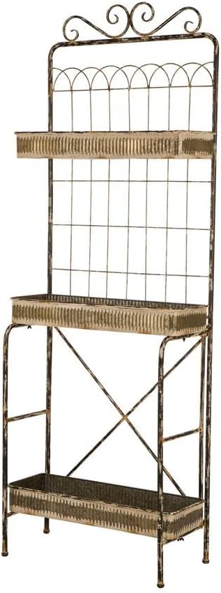 glitzhome 68" H Farmhouse Garden Planter 3 Tiers Metal Display Plant Stand Storage Shelf Indoor Outdoor Floor Standing Storage Organizer Rack